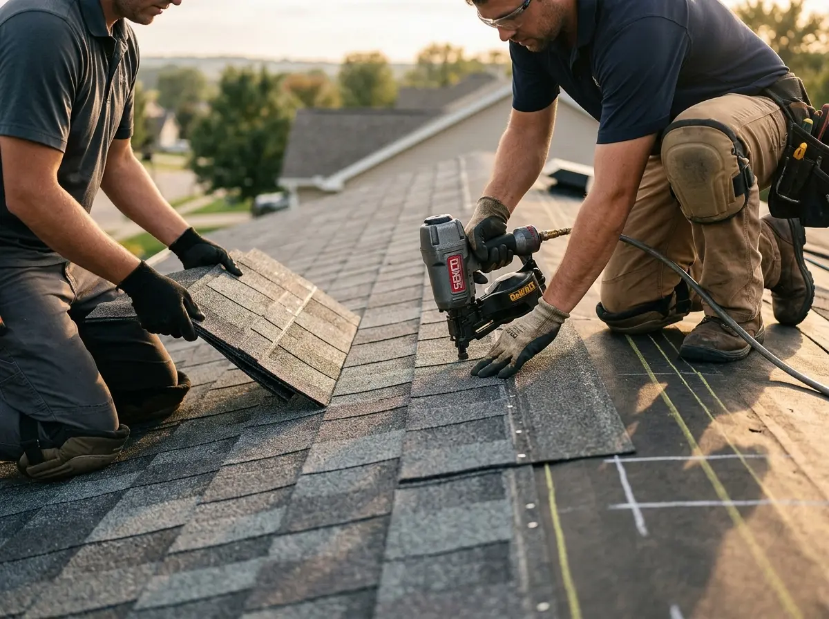Professional roofer working on a residential roof in Taylor Mill